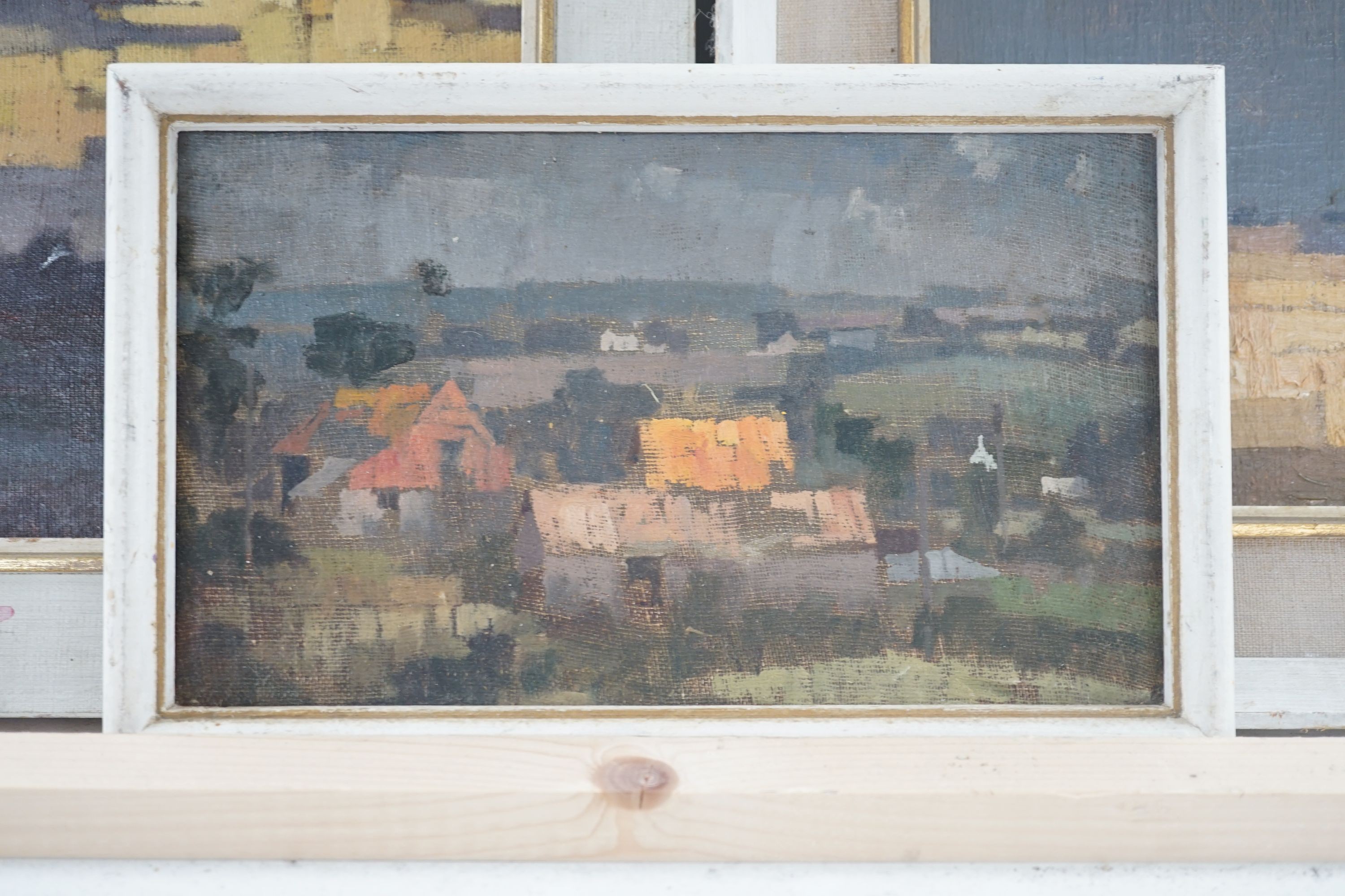 Michael Cadman (1920-2012), three oils on board, Landscapes, one signed and dated 1964, largest 19 x 30cm